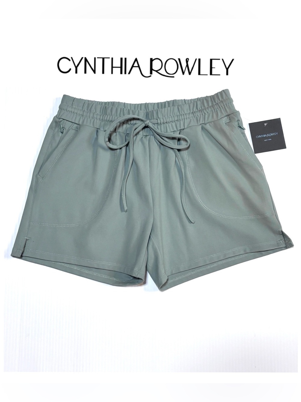 NWT Cynthia Rowley Elastic Waist Shorts Sage Green XS